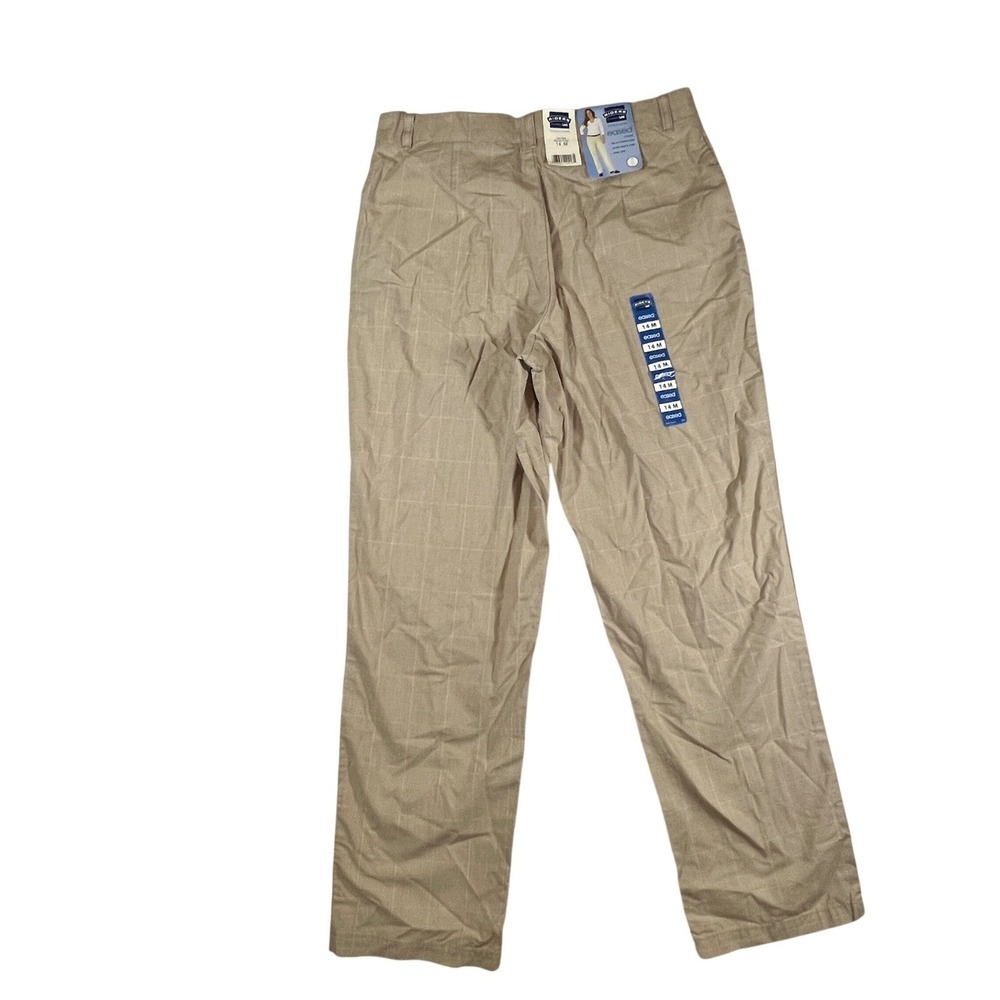 NWT Riders by Lee Eased Fit Pants Women 14M Tan Wales Plaid Classic Career Wear